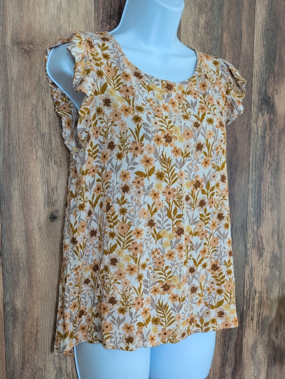 Les Amis Floral Ruffle Sleeve Women's Top M  775A